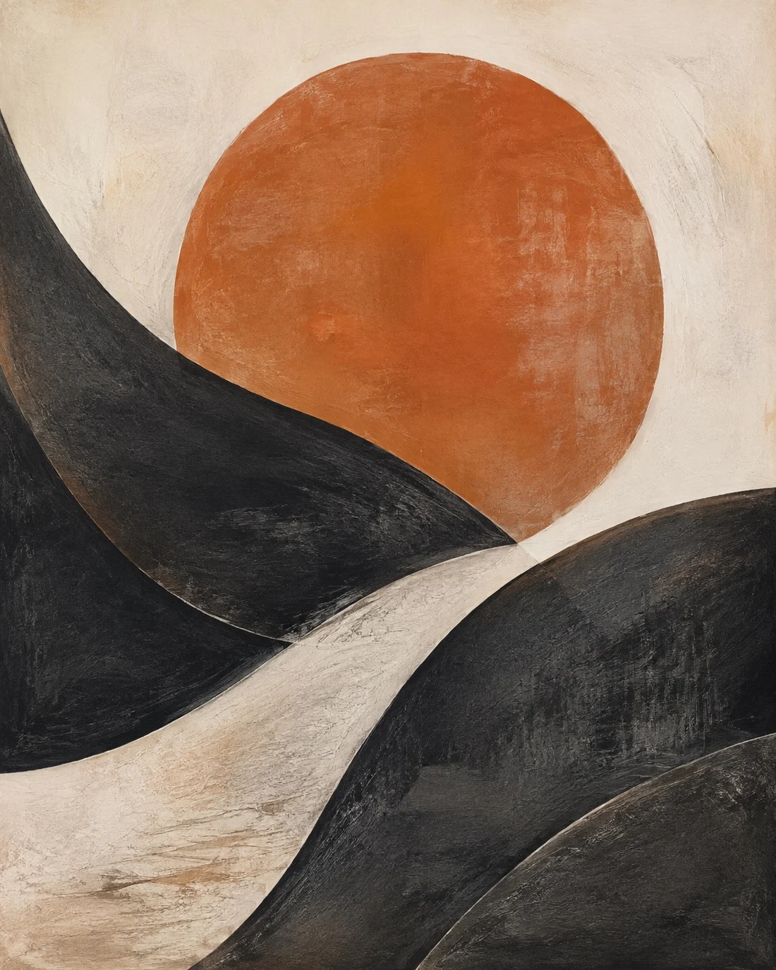 Quiet Geometry, abstract canvas artwork in a natural oak frame